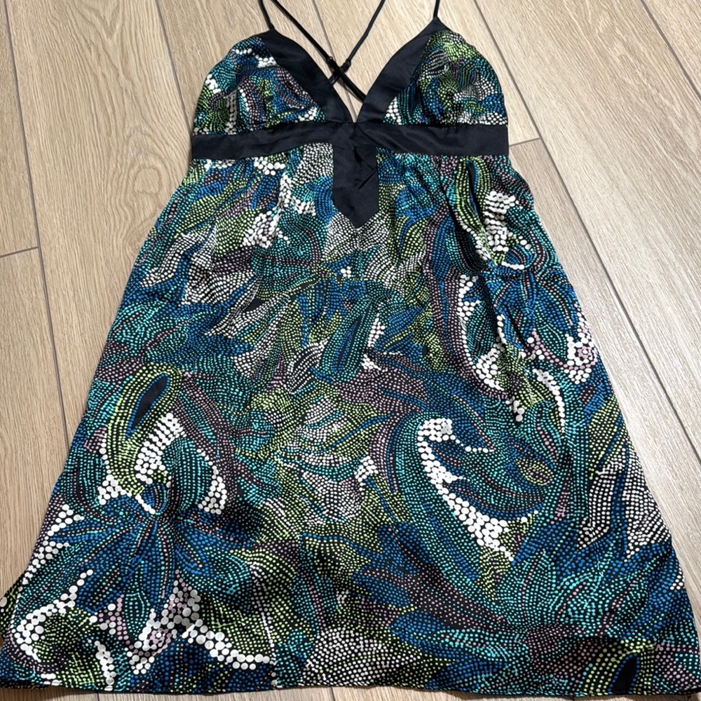 Vintage Single Silk Dress Colorful Pattern Dots